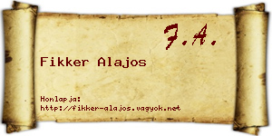Fikker Alajos névjegykártya